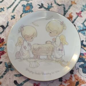Precious Moments Angel Plate - Gold and Cream